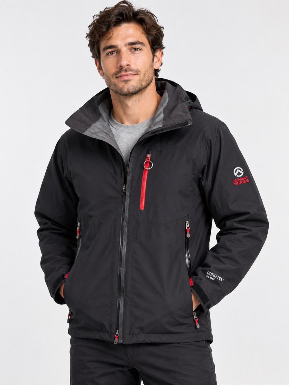 The North Face Black Ski Jacket with Red large, RECCO, soft shell , vortex! Ski!